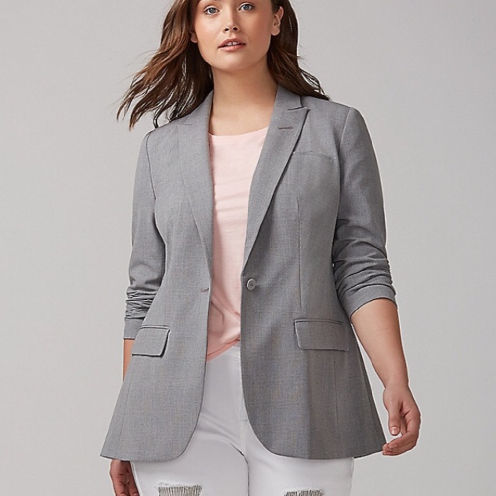 NWT Lane Bryant grey and black plaid blazer size20